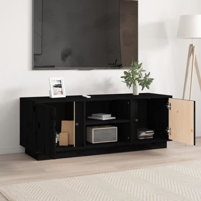 814478 vidaXL TV Stand Black 110x35x40.5 Cm Solid Pine Wood