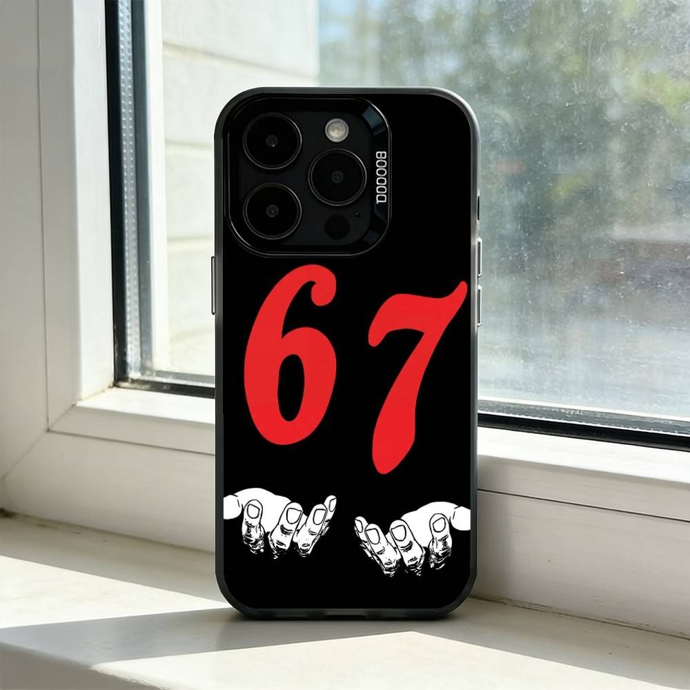 Six S-Seven 67 Phone Case For iPhone 17,16,15,14,13,12,11 Plus,Pro Max,XS,Colored Silver Plated Inside Cover