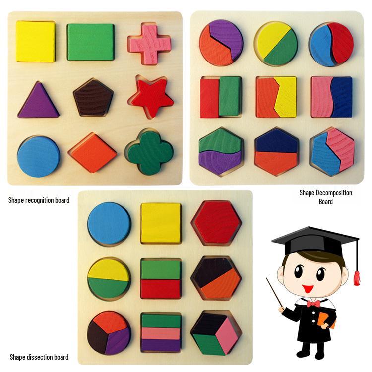 Montessori Geometric Shape Matching Wooden Puzzle for Early Childhood Education