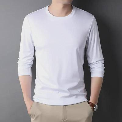 2024 Men's Long-Sleeve Round Neck Cotton Business Casual T-Shirt