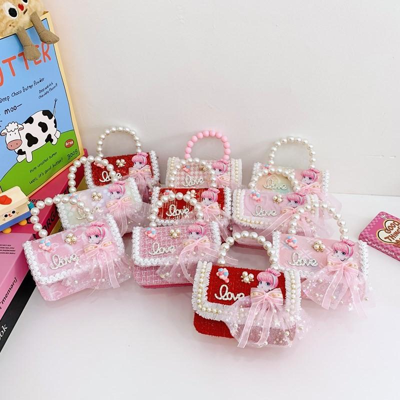 Lightweight Pearl Charming Shoulder Bag For Girls Featuring Cute Princess Design