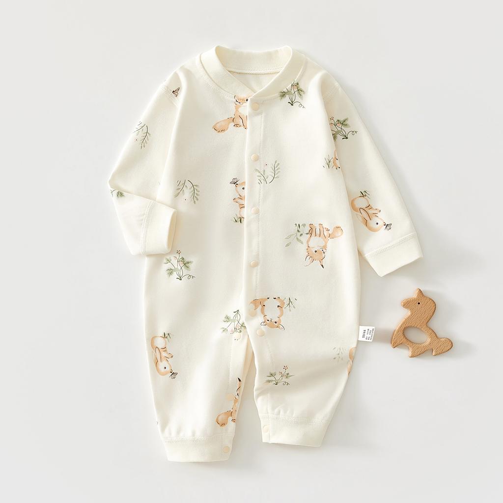 Baby Cotton Romper Long Sleeve Newborn Infant Onesie Spring Autumn Soft Pajamas Crawling Suit for Boys and Girls