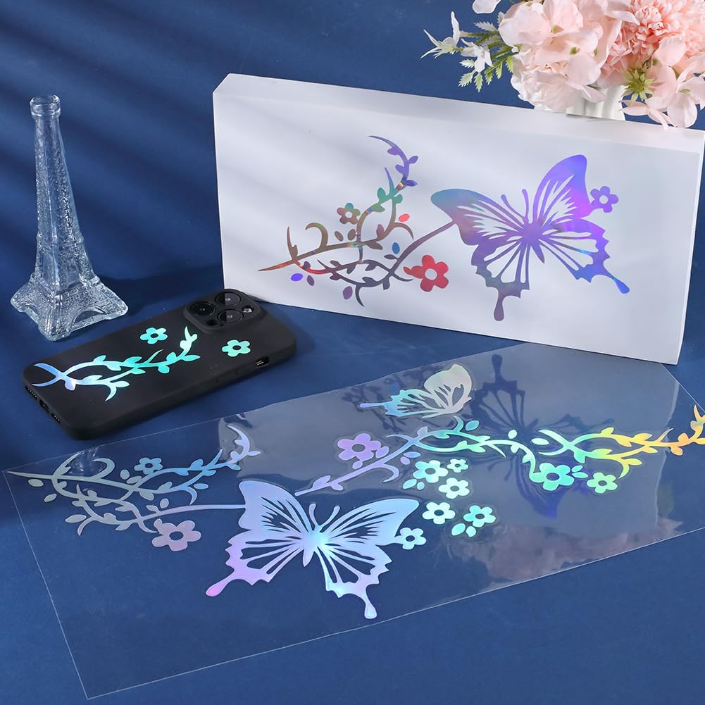 GORGECRAFT 2 Sheet Butterfly Car Decal Set Large Car Decals Butterflies Kissing Flowers Reflective Decals Vinyl Waterproof Sticker Women Car Stickers