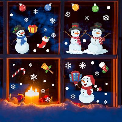 Weihnachten Schneemann Kugel Geschenkbox Schnee Atmosphäre Dekoration Glasfenster Fensteraufkleber