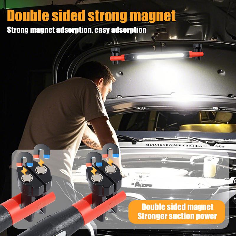 Lampe de travail LED rechargeable à haute luminosité, idéale pour les réparations d'urgence de voiture, lampe de poche magnétique puissante avec crochets et base magnétique