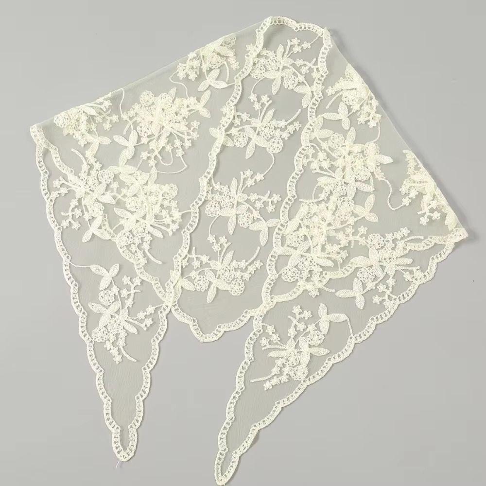 Thin Ins Lace Hair Scarf Breathable Retro Triangle Headband Flower Embroidery Headscarf  Ladies