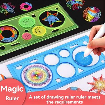 1PC Children Drawing Toys Spirograph Ruler Multifunctional Magic Set Ruler Versatile Gauge Curve Gear Painting Ruler for Kid TMZ