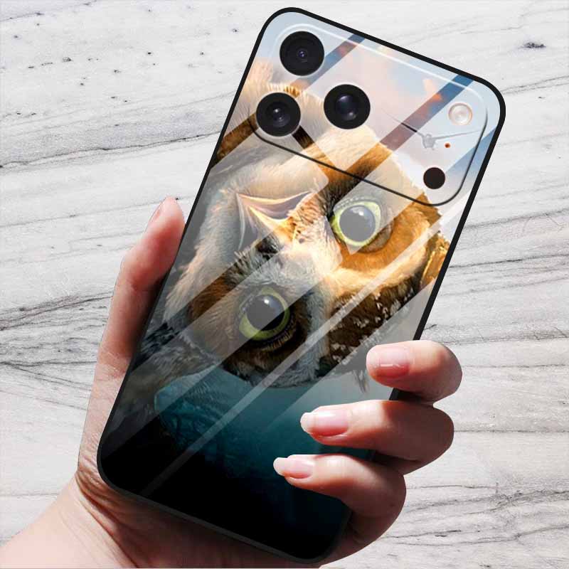 Cartoon Patterns Case For iPhone 17 Pro Plus Capa 17 Pro Max Bumper Luxury Tempered Glass Hard Back Cover iPhone17 Air Funda