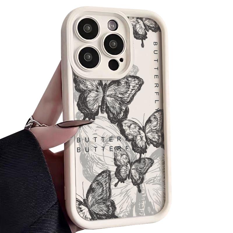 

Чехол-бабочка Candy Color Ink для iPhone 16 Pro 15 14 Pro Max 13 12 11 Pro Max Xr Xs X 7 8, противоударный, мягкий, тонкий чехол из ТПУ iPhone 11 белый