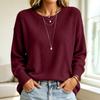 Women's Casual Knit Sweater with Round Neck Color for Everyday Wear