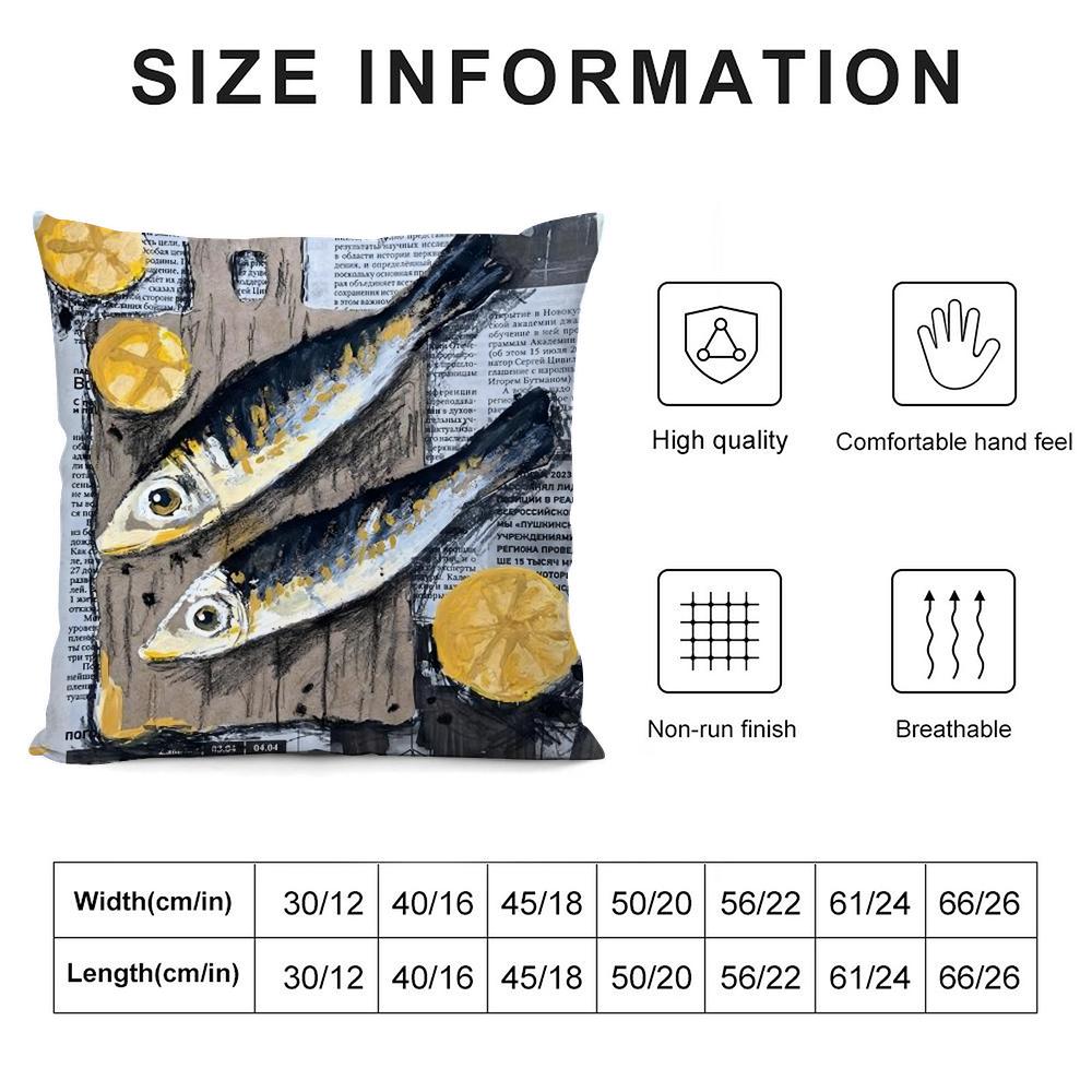 Colorful Sardine Lobster Cushion Cover Soft Plush Fabric Double-Sided Printed Sofa Cushion Cover For All Seasons Home Decor Gift