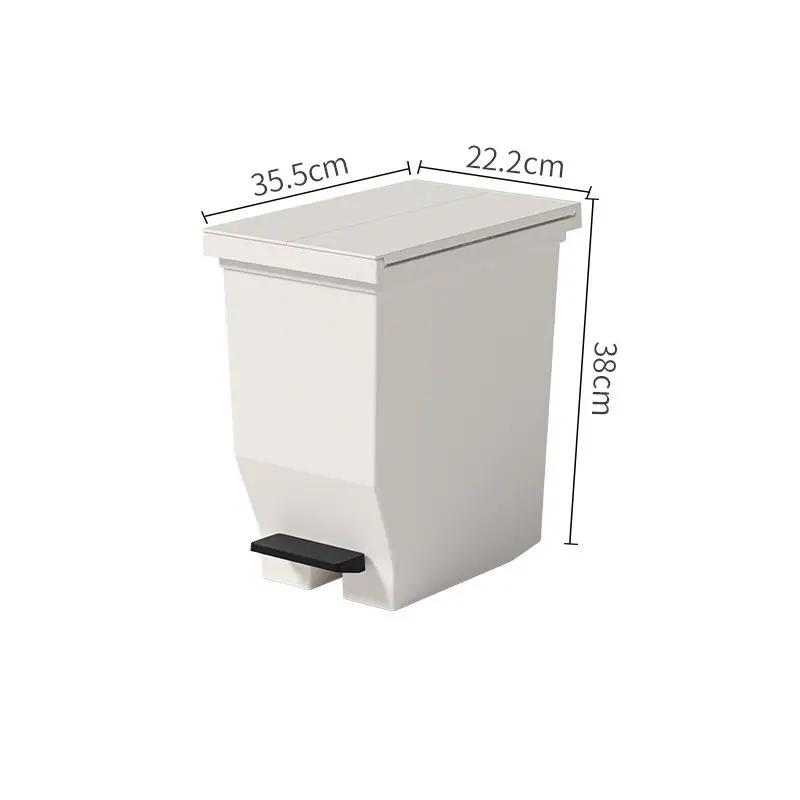 Double Open Cover Wastebasket Pedal-operated Recycle Bin Plastic Largecapacity Kitchen Garbage Can with Rear Wheels Bathroom Bin