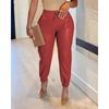Women's Fashion Casual Solid Color Print High Waist Trousers Pants & Capris