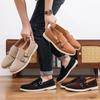 Men's Casual Shoes Suede Loafers Fashion Slip on Leather Shoes Soft Solid Dress Shoes Wedding Flats Business Men Shoe