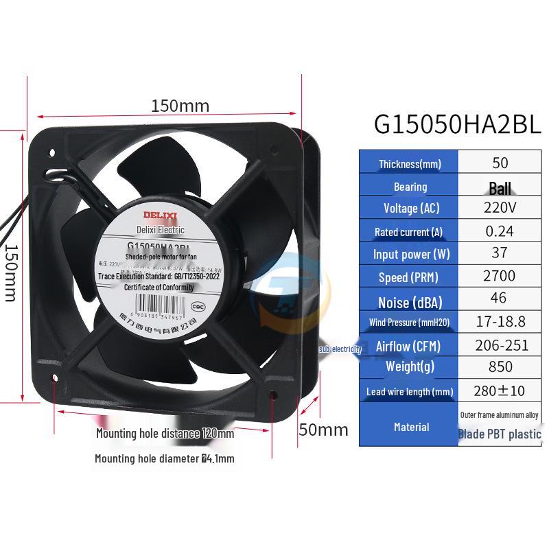 Delixi 15050 Axiallüfter, Kupferdraht, Ersetzt FP-108EX.