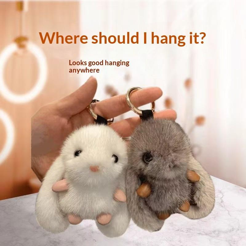 1Pc Trendy Plush Rabbit White Keychain For Woman With Cute Charm Soft Toy Decorative Accessory For Bags  Year Gift Body Kit