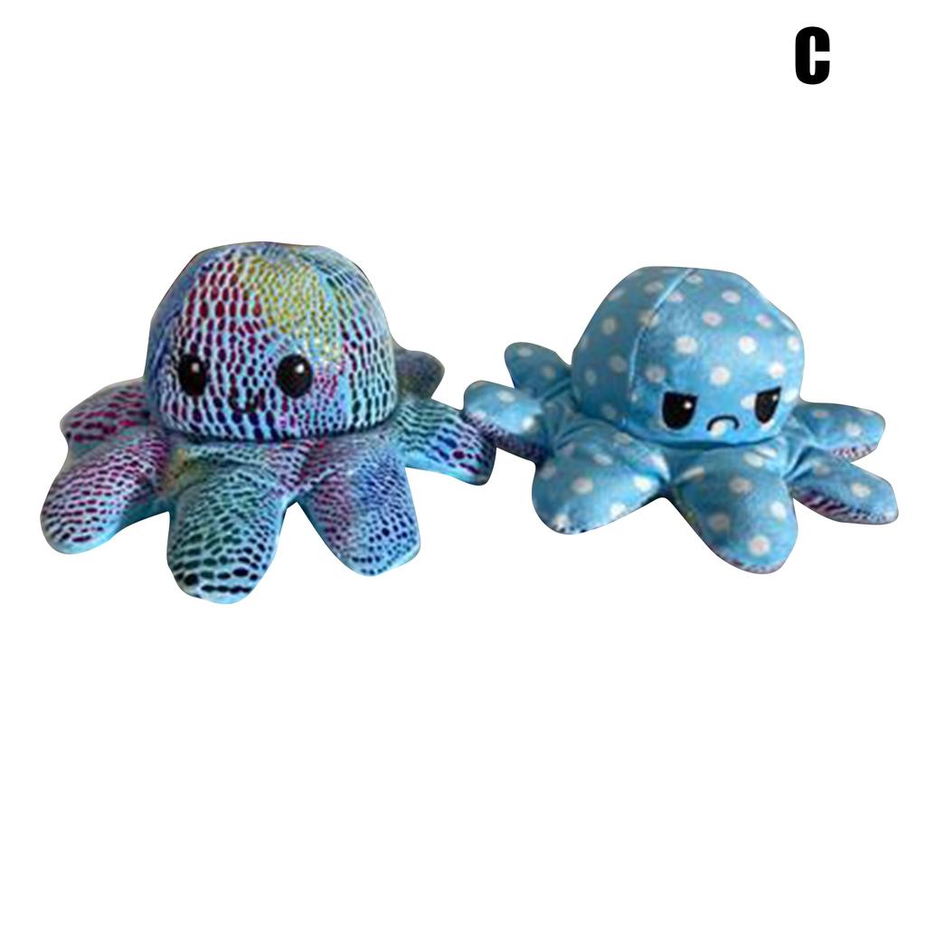 Cute Octopus Plush Toys Double-sided Flip Octopus Soft Reversible Stuffed Mood Octopus Gifts for Kids Family Friends
