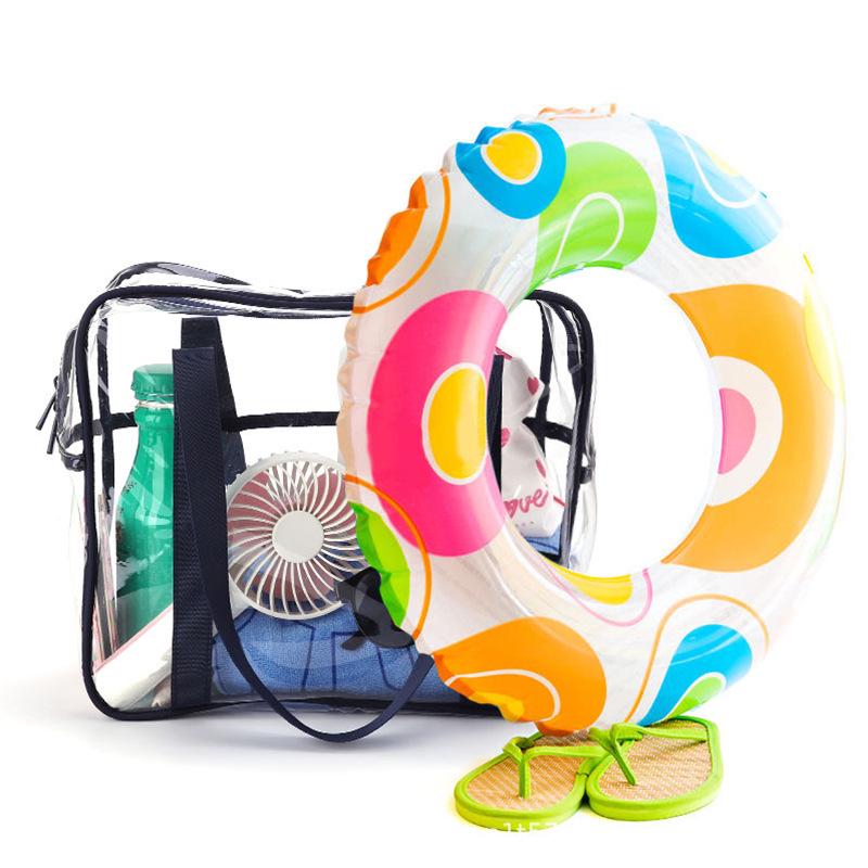 Eco-friendly Transparent PVC Zipper Makeup Bag - Waterproof, Large Capacity for Travel, Storage, or Beach Use