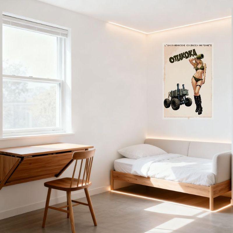 Vintage Military Pin-Up Canopy Cover Metal Sign - Sexy Blonde Bikini Girl & Off-Road Vehicle Art Tin Poster for Bar Pub Home Wal