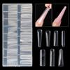150 Stück Sandwich Nail Art Tips Sarg Mandelform Klar Spurlos Nagelformen mit Hilfslinie Maniküre Werkzeug