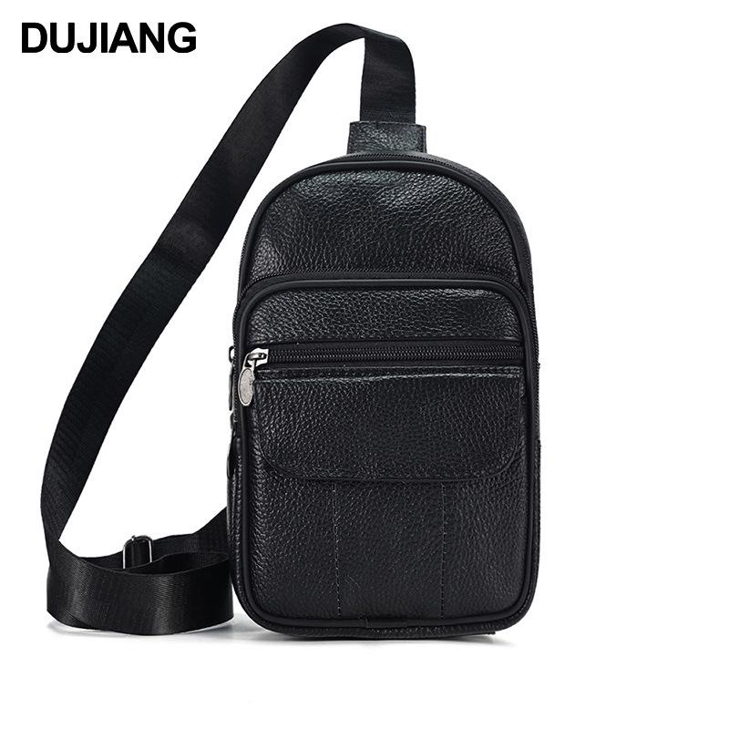 2024 Men's Genuine Leather Crossbody Chest Bag - Top Layer Cowhide for Outdoors & Business
