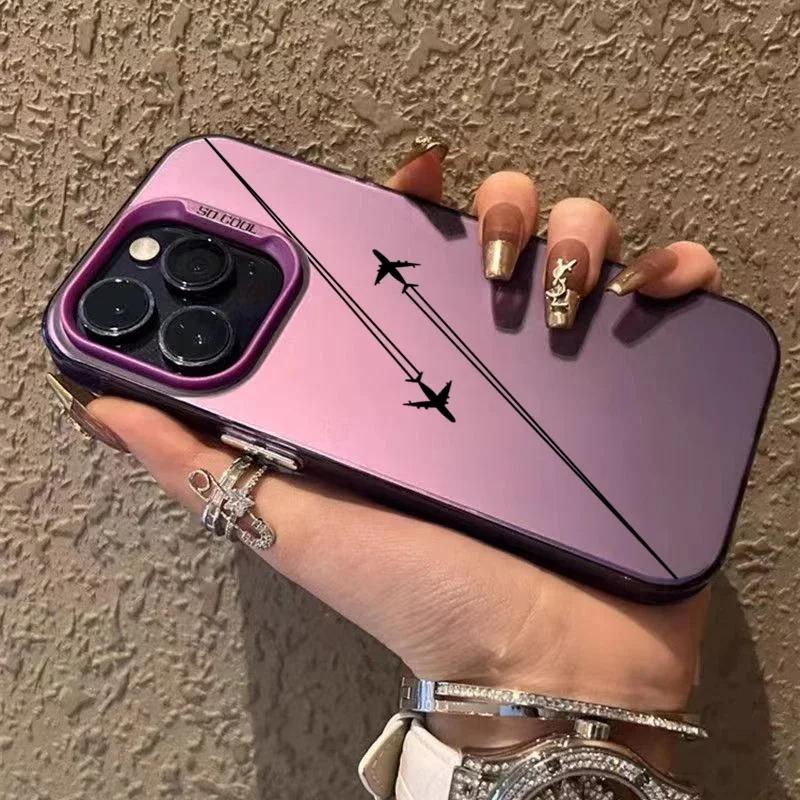 Travel-Inspired Airplane Route Design Case for iPhone 15 14 13 12 11 Pro Max XS X XR 7 8 15 Plus SE 2022 Shockproof Bumper Cover