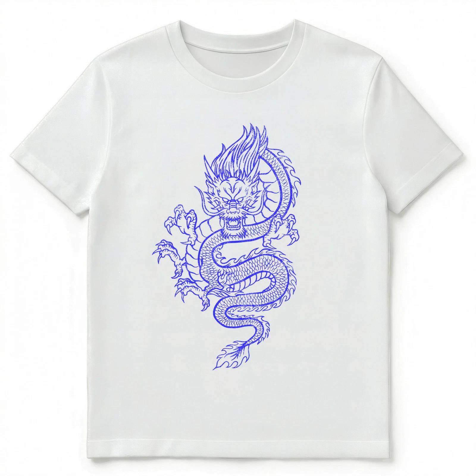 Big Blue Colored Dragon Graphic Design Unisex T-Shirt M