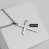 Trendy Unisex Sterling Silver Cross Pendant Necklace with Titanium Steel Chain - Personalized Korean-Japanese Fashion, Perfect Gift for Couples