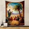 Jesus Teaching Under a Palm Tree with Disciples Patterned Tapestry for Bedroom and Living Room Home Decor Sofas