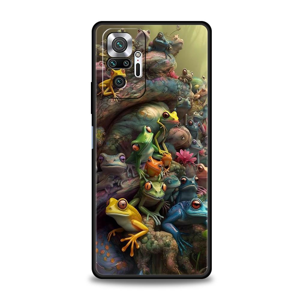 

Чехол для телефона Cover для Redmi 14C 13C 10C Note 14 13 12 10 11 K40 K50 Gaming Pro Plus 5G Мягкий ТПУ корпус Реалистичный принт лягушки Fundas Redmi K50