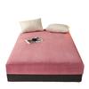 Couvre-lit d'hiver en peluche de couleur unie, chaud et confortable, housses de protection et draps antidérapants pour un sommeil confortable