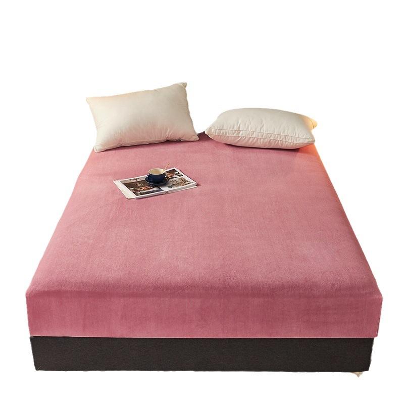 Fundas de cama cálidas y cómodas de felpa de colores sólidos para invierno, colchones, fundas protectoras y sábanas antideslizantes para un sueño cómodo