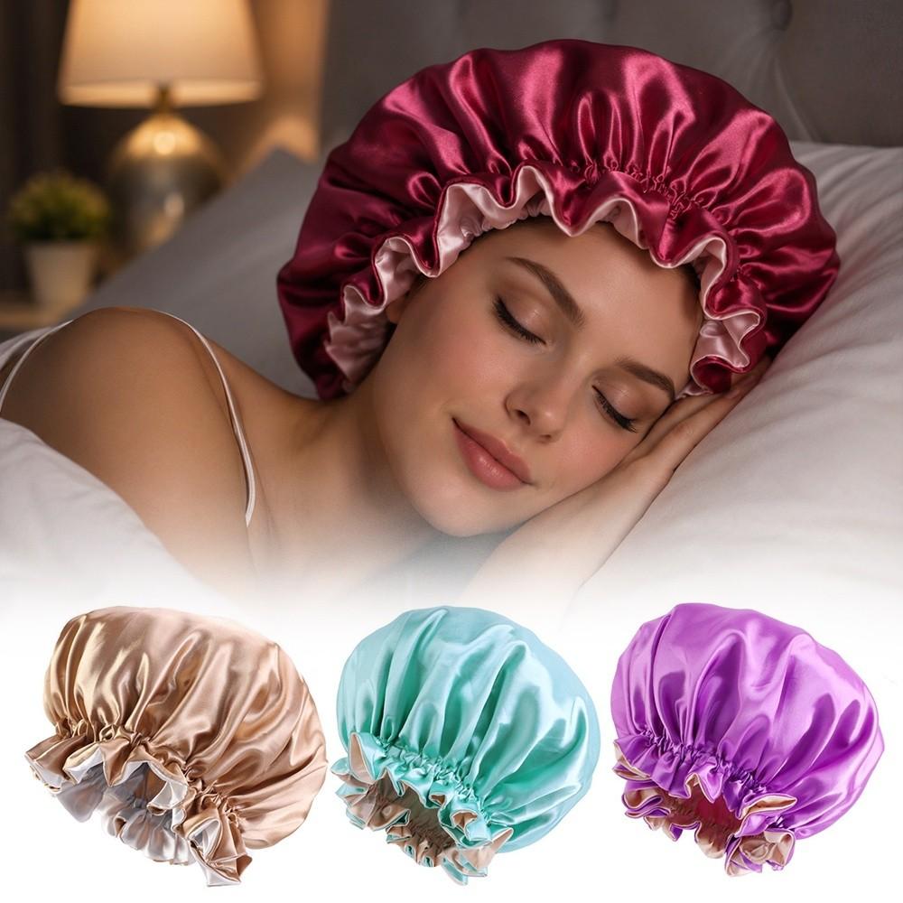 Reversible Wear Shower Caps Large Lace Bath Hair Cap Fashion Islamic Turban Hat Makeup Tool