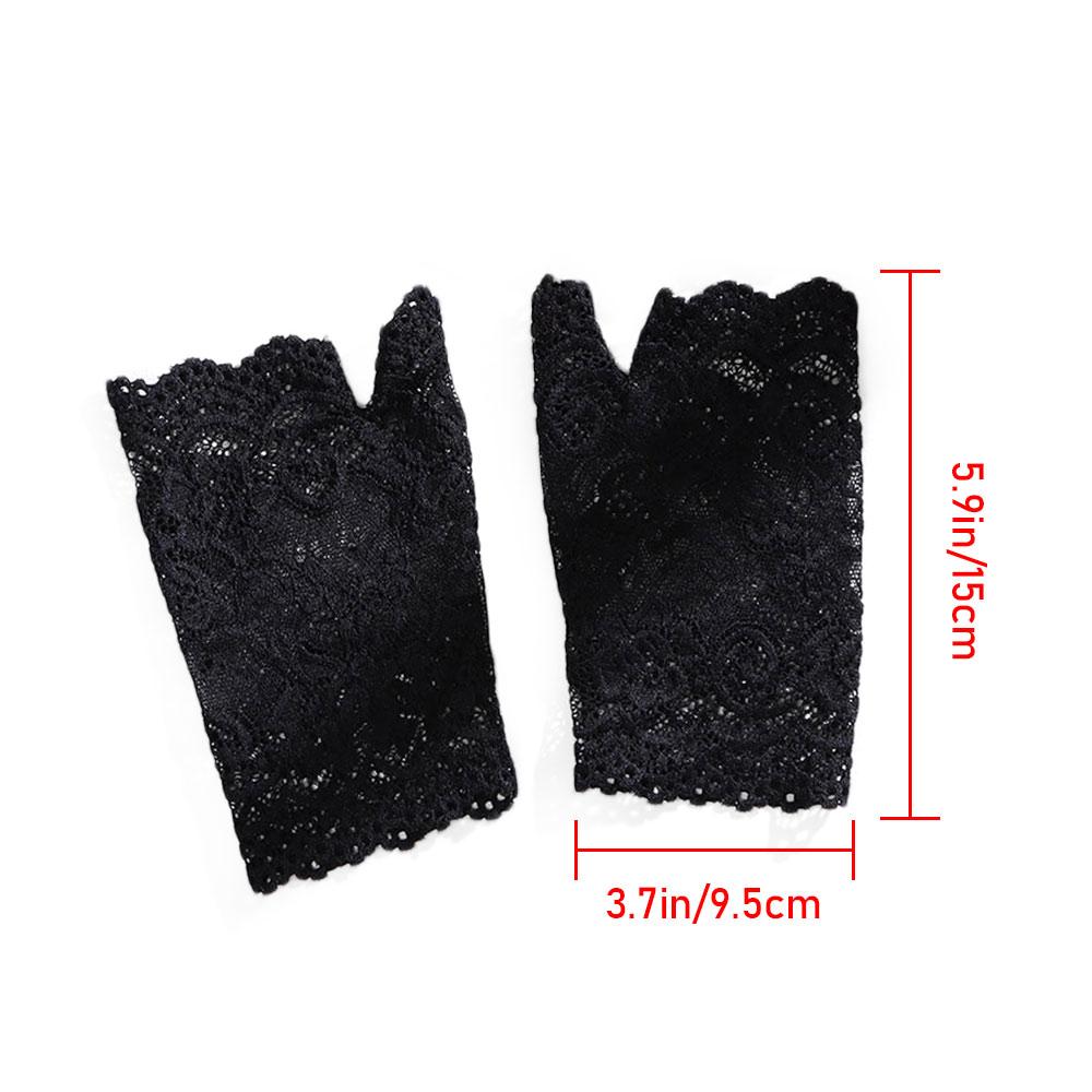 1Pair Fashion Women Lace Gloves Elastic Spring Summer Sunscreen Short Fingerless Driving Gloves Half Finger Mittens