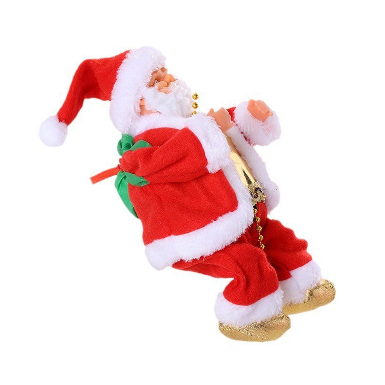 Bead Climbing Santa Claus with Funny Musical Chain Musical Moving Figure Battery Power Christmas Hanging Ornament for Home Decor красный