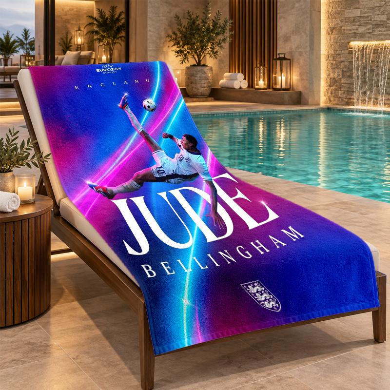 Beach Towel with Jude Bellingham Design, Quick Dry Lightweight Towel for Swimming Pool Travel