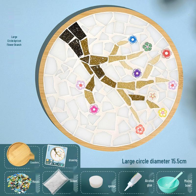 DIY Large Mosaic Coaster Kit: Creative Glass Sticker Pack for Adults & Kids