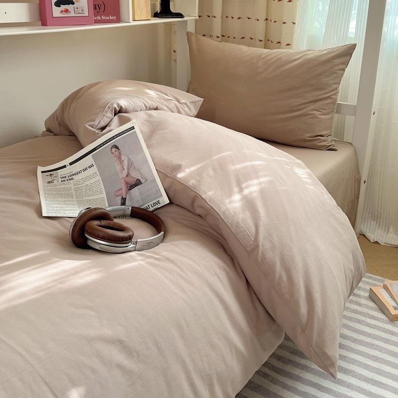 Class A Mother and Baby Grade Pure Washed Cotton Four-piece Set Ins Small Fresh Bed Sheet Quilt Cover Student Dormitory Style Bedding Set