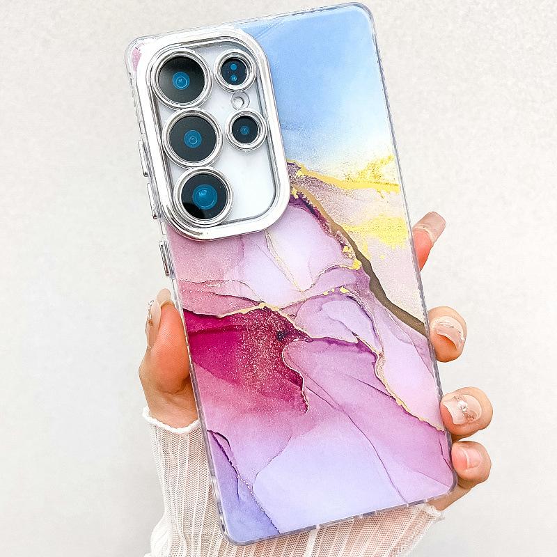 Suitable for New Samsung S25 Ultra Mobile Phone Case S24plus Double Sided Coated Imd Electroplated Marble A55 Case