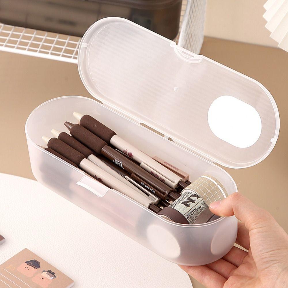 High Quality Plastic Storage Box Large-capacity Transparent Pencil Case Stackable Stationery Storage Box Gift