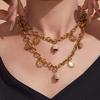 Oumeka 18k Gold-Plated Stainless Steel Jewelry Set: Versatile Pendant, Necklace, and Bracelet.