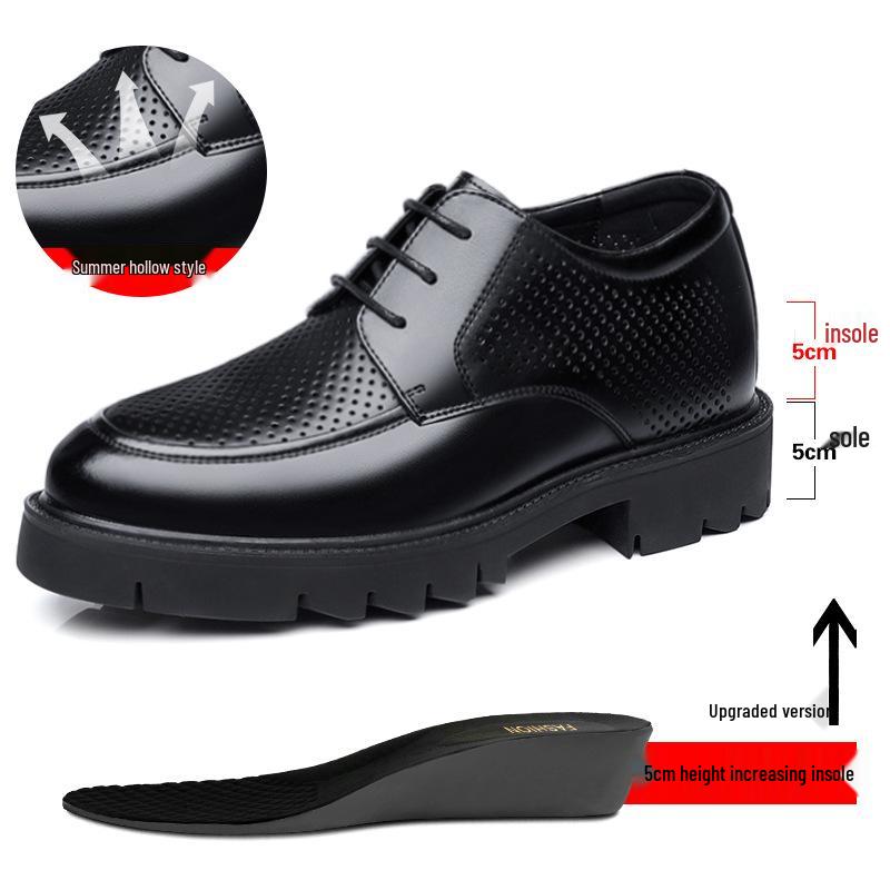 

Мужские кожаные сандалии - Полые, дышащие, 8 см внутренняя платформа, деловой формальный стиль, 10 см платформа Size 43