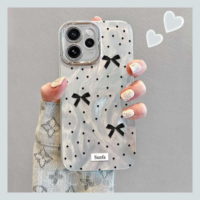 Applicable to opporeno15pro mobile phone case anti-drop belt hanging chain OPPOreno15 niche set polka dot bow