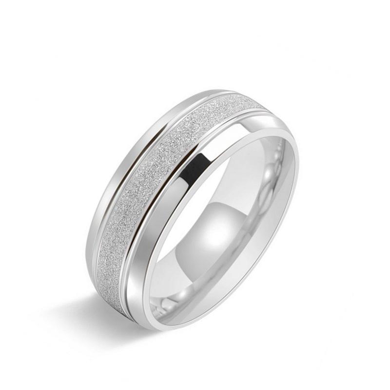 

Trendy European and American Frosted Stainless Steel Couple Ring Size 13