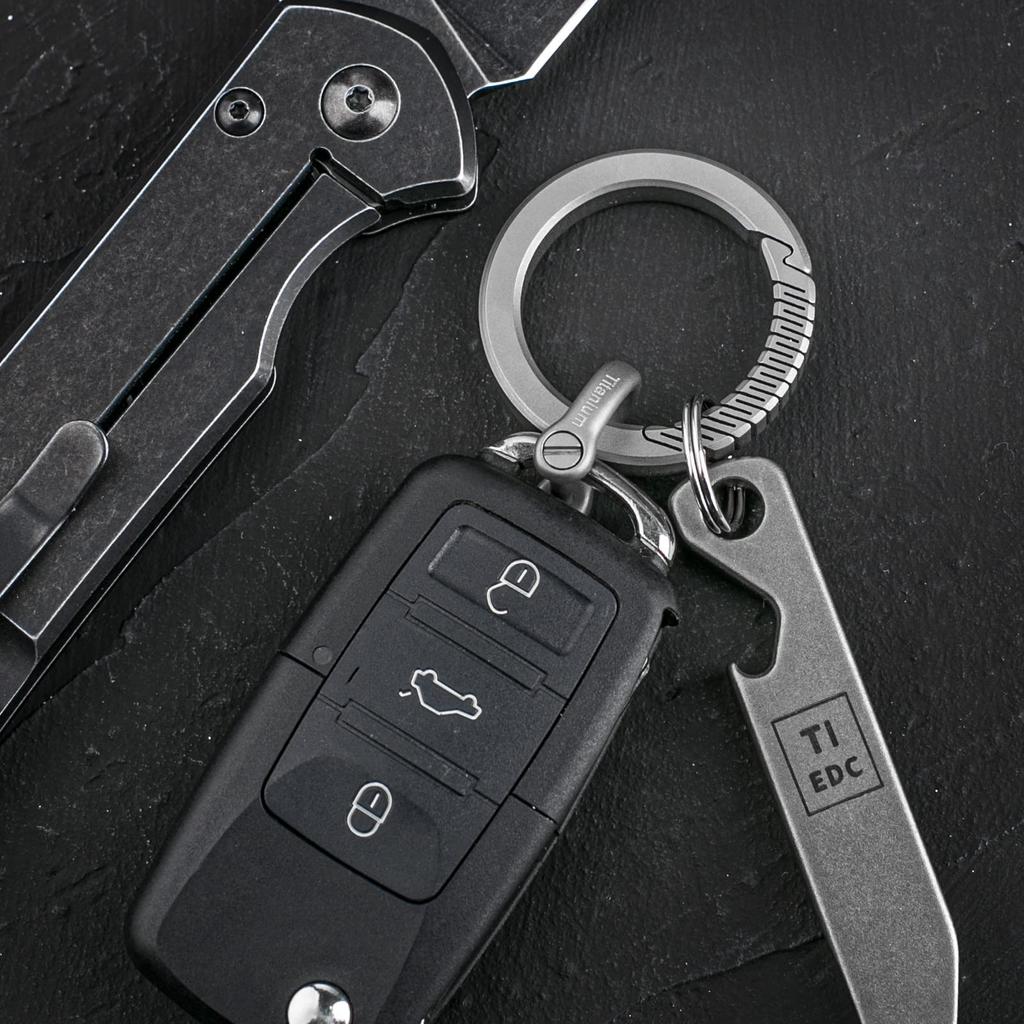 Titanium Key Keychain with for Smart Keys X [TISUR] Ring, Car/Motorcycle D-Ring (Gray/S 2)