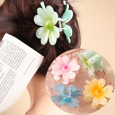 Modischer Herzblüten-Blumen-Haarclip Farbverlauf Haiklammer Für Damen Mädchen Süße Florale Haarkralle Haarschmuck