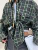 Plaid Turn-Down Collar Loose Long-Sleeve Women's Shirt for Spring/Autumn 2025