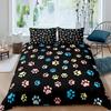 Dog Lover Duvet Cover Hand Drawn Paw Print Doodles Circular Pattern Drawing Style Animals Bedroom Decorations Coral Turquoise