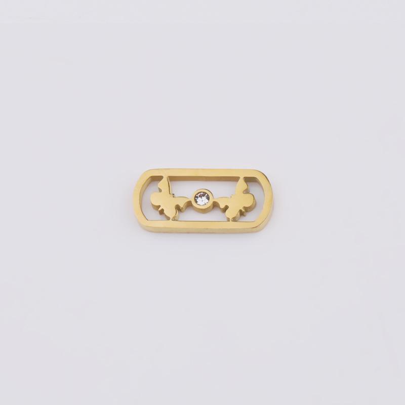 

Stainless Steel Butterfly Pendant with Rhinestones - Square Hollow Design for DIY Fashion Bracelets