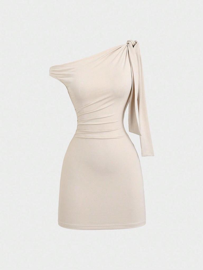 Damska Modna Sukienka Bodycon z Jednym Rękawem, Bez Rękawów, Łatana
